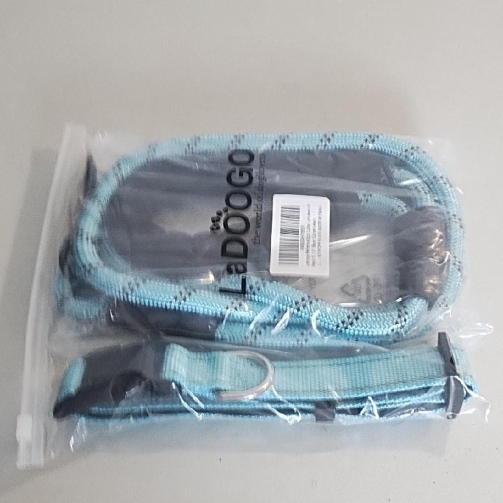 Blue Dog Collar and Leash Set Medium Size Dog NEW Reflective Padded - Picture 5 of 6